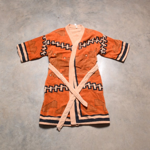 vintage robe 60s 70s terry terrycloth Tiki Southw… - image 1