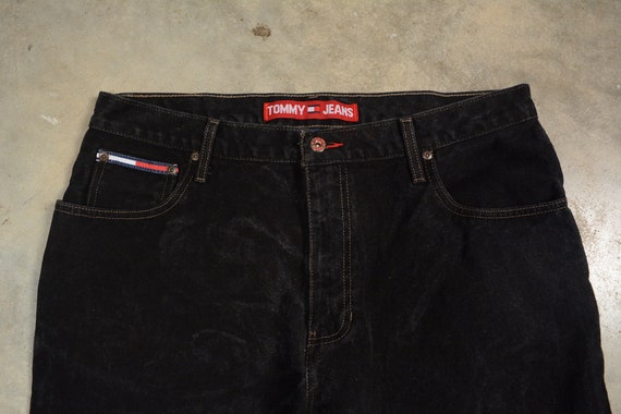 vintage 90s Tommy Hilfiger jeans black denim wide… - image 2