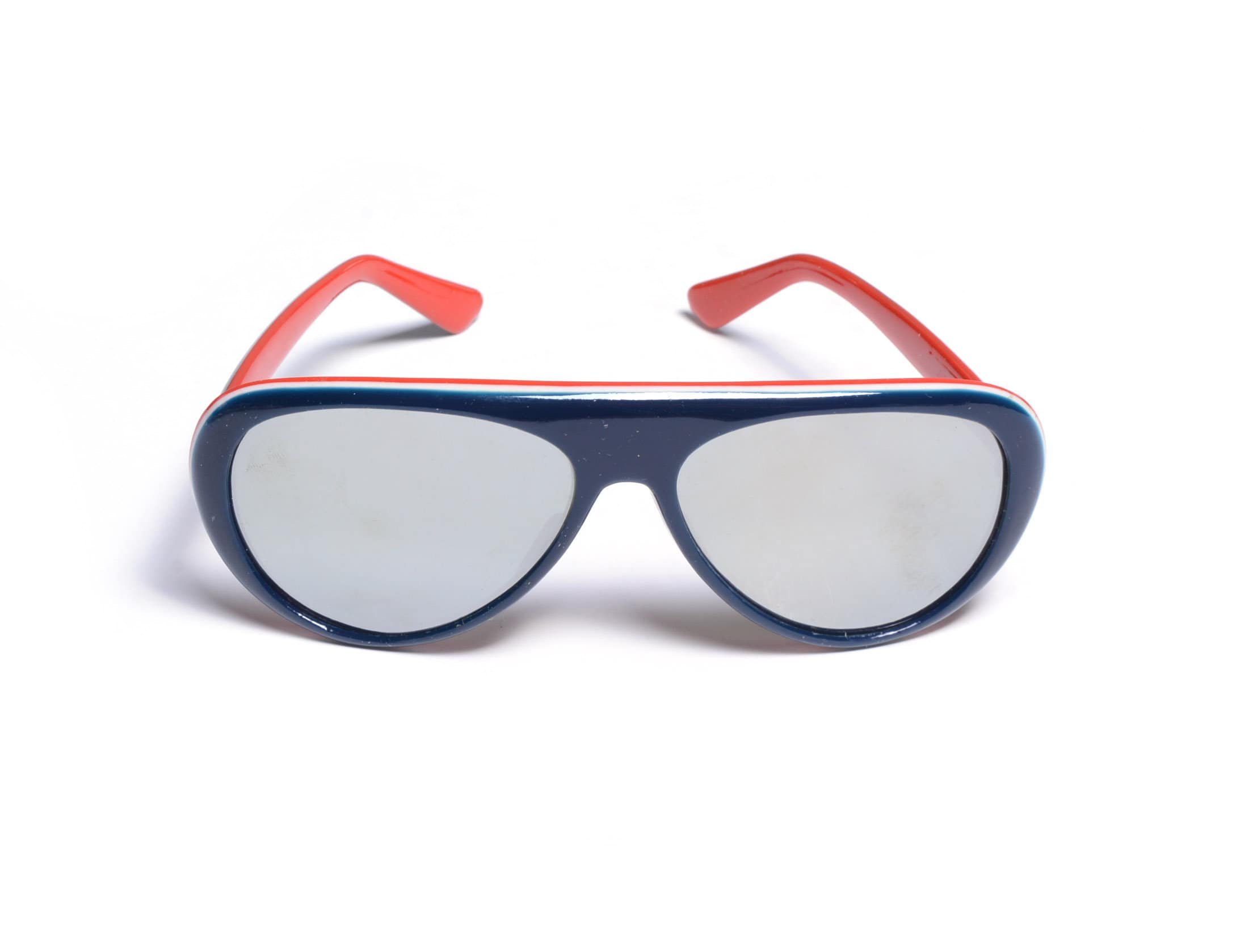 vintage années 70 ski lunettes de soleil rouge blanc bleu plastique cadre  1970 oversize aviateur miroir rétro ski alpinisme Martin Sno deadstock NOS