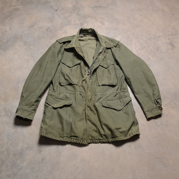 Vintage 50s US Army Field Coat Winter Jacket Olive Drab Green US