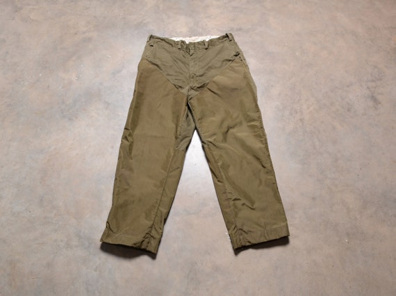 vintage 70s Duxbak brush pants cotton nylon army … - image 1