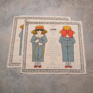 Vintage trasdocka Jack & Jill, oklippt dockmönster, ofärdig dockdel, 18" Maria Wood, Pollock's Rag Yoys London