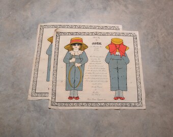 vintage 60s rag doll Jack & Jill uncut doll pattern unfinished doll part project 18&quot; Maria Wood Pollock&#39;s Rag Yoys London