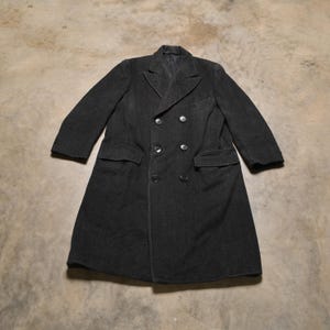 Veste d&#39;hiver vintage des années 40, 50, pardessus en tweed à chevrons, pardessus, manteau de voiture 1940 1950 pour hommes, M/L