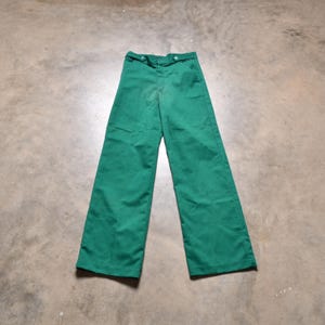 vintage 70s wide leg pants green boy girl youth child size 12 24x26 Chatterbox