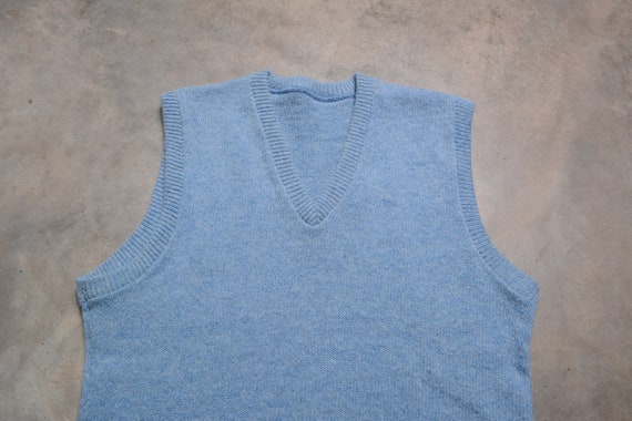 vintage 70s Shetland wool sweater vest light blue… - image 2