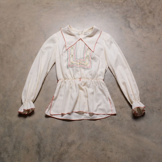 Vintage 60s 70s Hippie Boho Tunic Shirt Puffy Sleeve Gay Gibson 