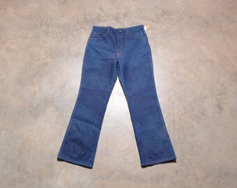 vintage 70s Shepler's jeans bootcut flare 1970 raw indigo denim western cowboy NOS deadstock 36x32 tag size