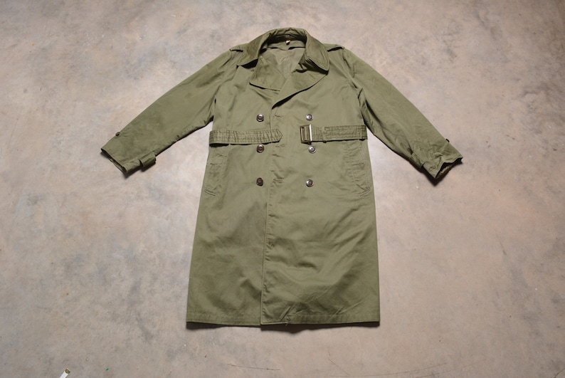 vintage 50er Jahre Armee Jacke Vollfutter Graben Gürtel Taille 1950 Korea Krieg Ära M medium Männer Frauen Unisex Bild 1