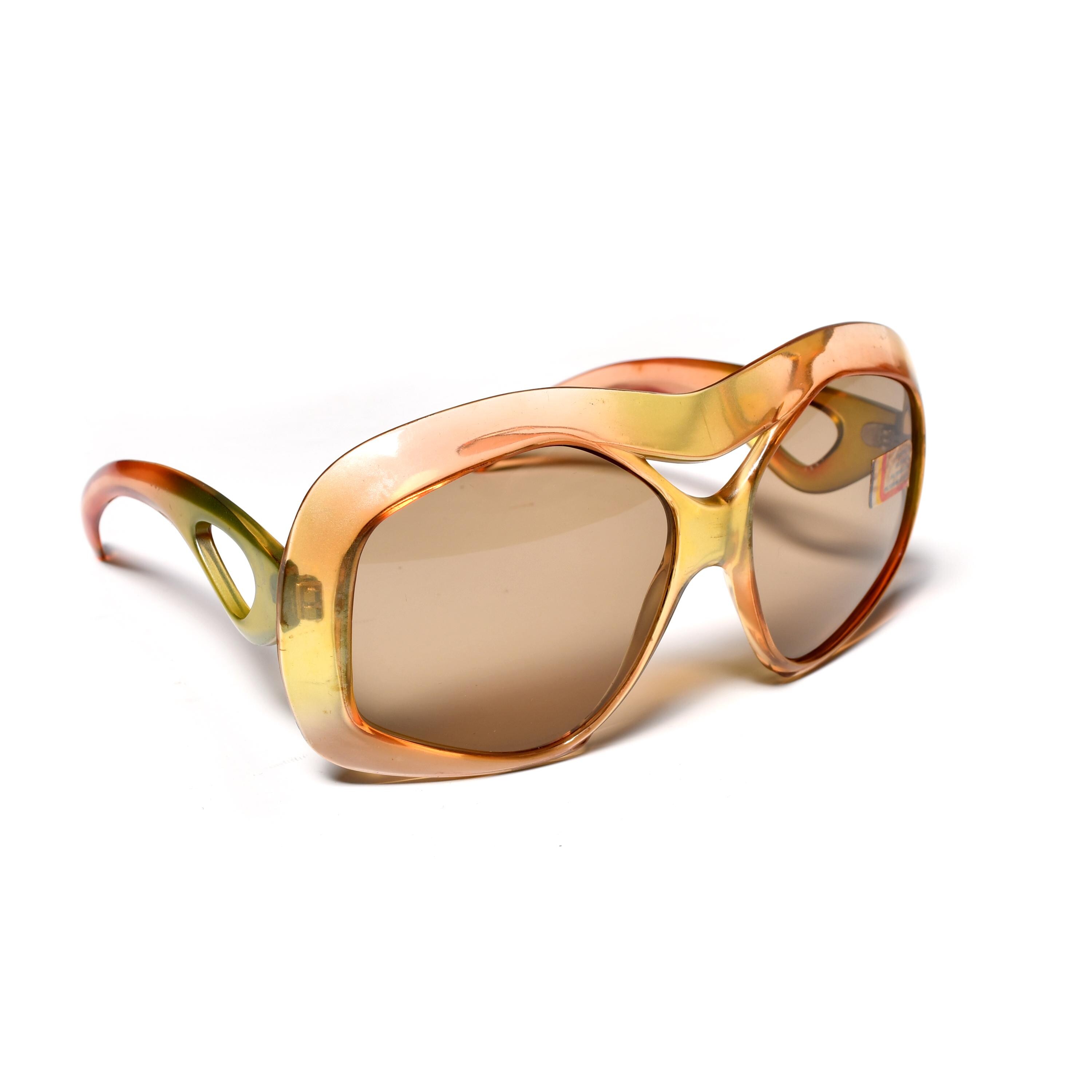 Vintage 60s Sunglasses Samco Italy Clear Pink Green Plastic  display picture 2