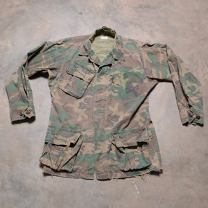 vintage 60s camo jungle jacket US military USMC slant pocket camouflage fatique Vietnam War 1960 men women S small Alpha