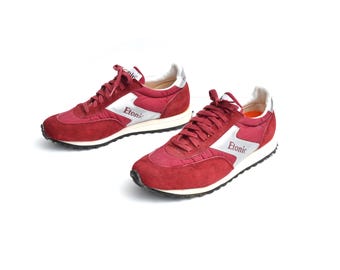 buty sportowe do piłki nożnej halowej Etonic Trans Am z lat 80. w kolorze bordowym, męskie, rozmiar 9