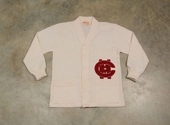 vintage 20s 30s varsity basketball sweater cream w