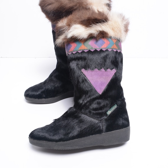 vintage 80s 90s Garden Sport fur boots rubber sol… - image 2