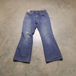 vintage 60s 70s bellbottom jeans distressed denim big bell flare 1960 1970 men women unisex low rise 28x29 28 waist