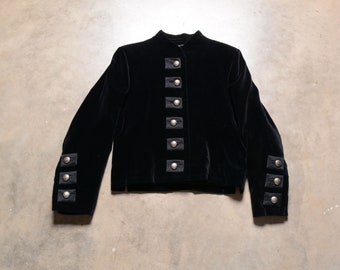 vintage 80s Yves Saint Laurent velvet jacket military style coat Rive Gauche 1980 women size 34