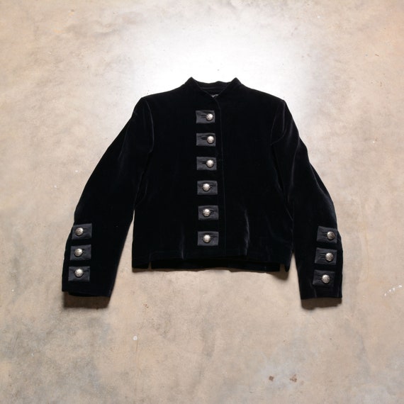 vintage 80s Yves Saint Laurent velvet jacket mili… - image 1