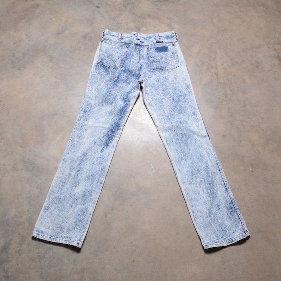 vintage 80s wrangler jeans acidwash light wash de… - image 2