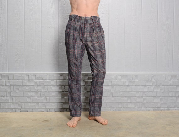 Vintage 70s Plaid Pants Flare Leg Pleat Waist Corduroy - Etsy