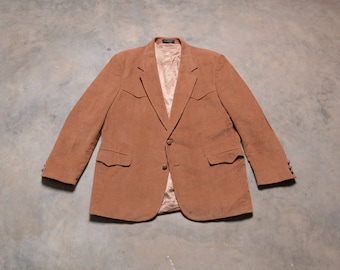 vintage 70s sztruksowa sportowa kurtka jasnobrązowa sztruksowa marynarka vintage 1970 męska odzież męska 42 zamszowa łatka na łokieć CCC Western cowboy