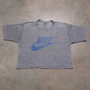 Vintage 80s Nike T-shirt Heather Gray Half Shirt Blue Label