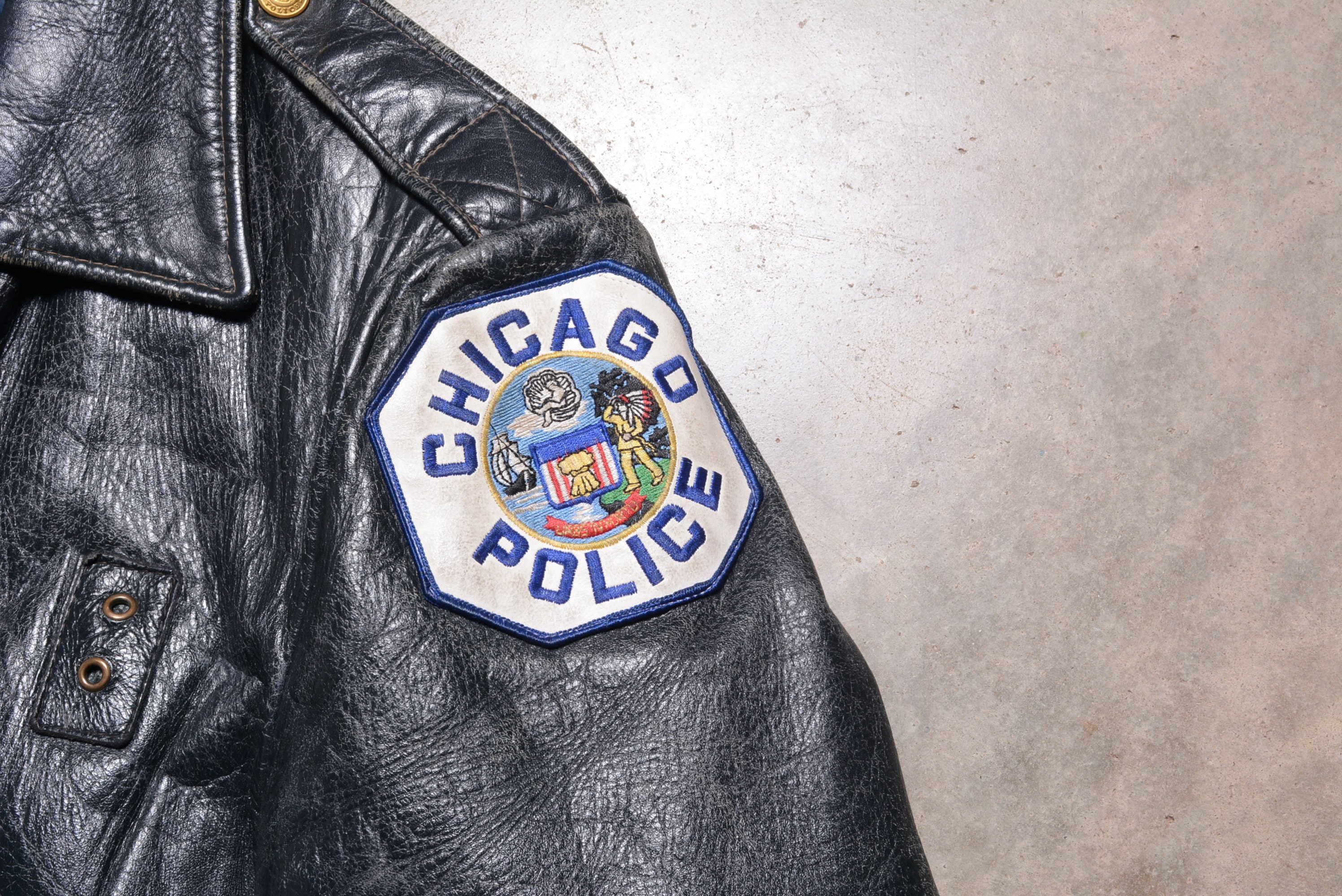 Vintage 50s 60s Chicago Police Leather Jacket Law Enforcement
