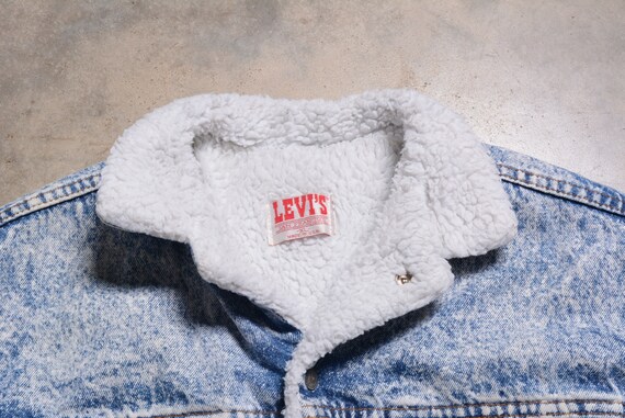 vintage 80s Levis trucker jacket sherpa lined den… - image 4