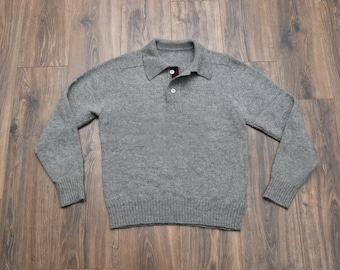 vintage 70er Jahre Shetland Wolle Pullover mit Kragen 1970er Herren Herrenmode