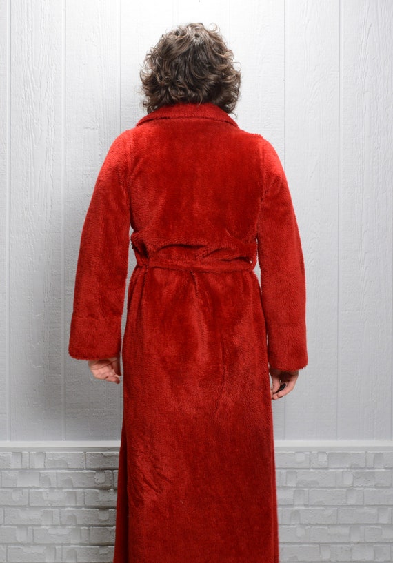 vintage 60s 70s burgundy robe fuzzy bathrobe Char… - image 2