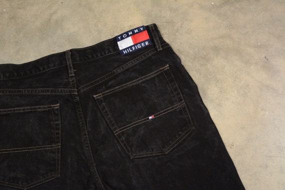 Tidligere adgang menneskemængde Vintage 90s Tommy Hilfiger Jeans Black Denim Wide Leg Baggy - Etsy