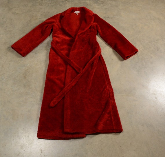 vintage 60s 70s burgundy robe fuzzy bathrobe Char… - image 3