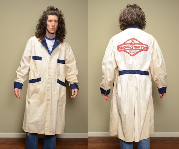 vintage 30s 40s mechanic coat HBT denim smock jack