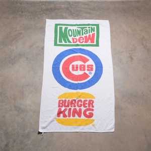 vintage 80s Chicago Cubs beach towel Burger King Mountain Dew 1980 beach house spring break MLB baseball