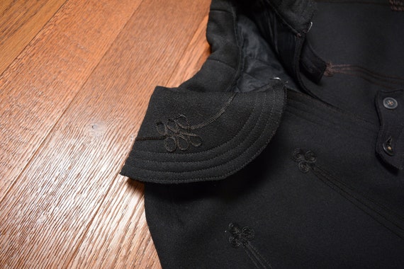 antique 1800 felted wool circle cape Victorian winter cape mourning clothes costume cosplay embroidery applique 1880 1890
