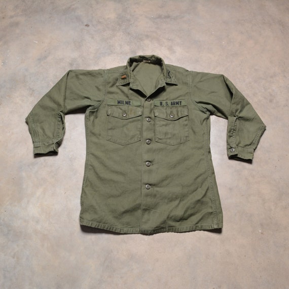Vintage 60s US Army Utility Shirt Vietnam War Era Army S/M