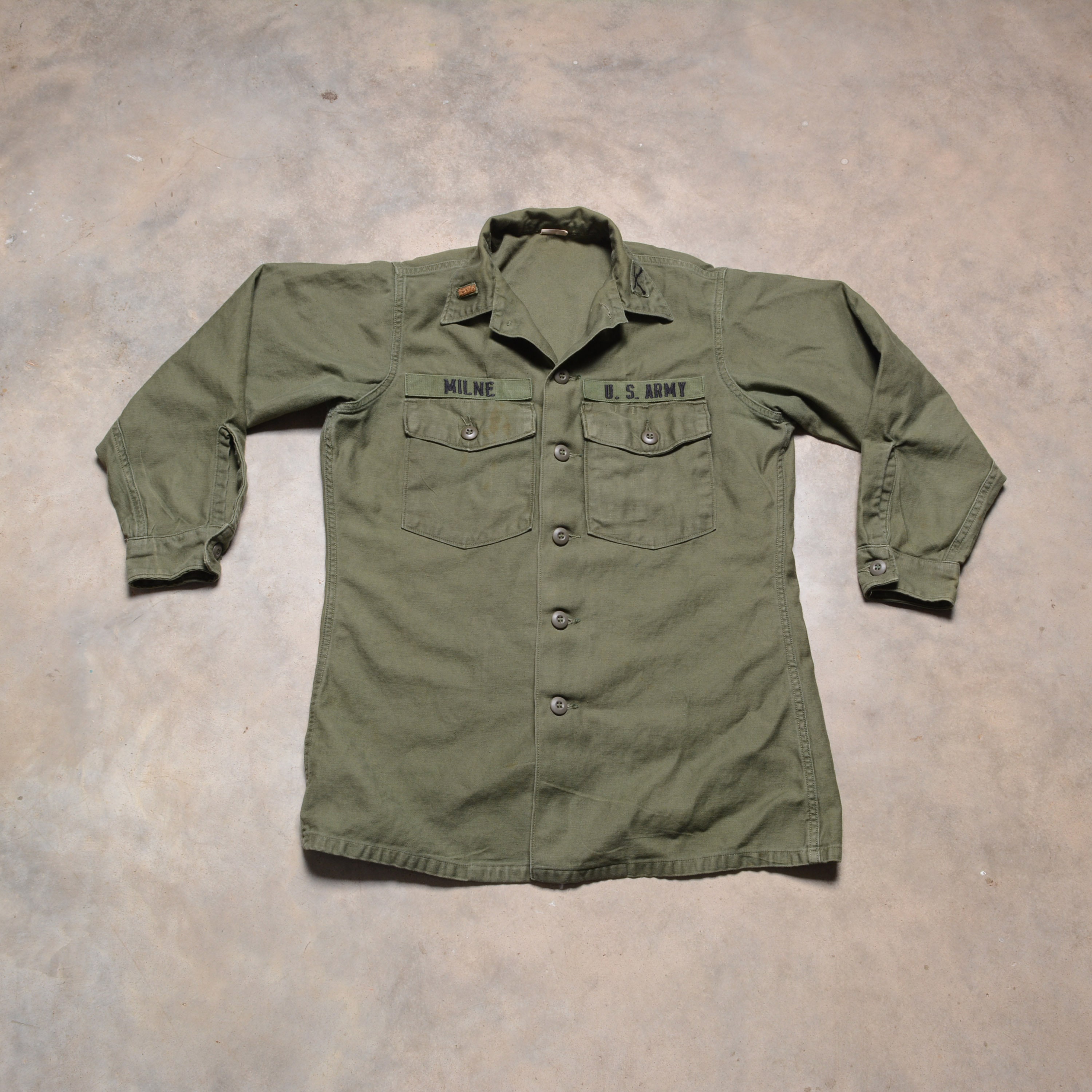 Vintage 60s US Army Utility Shirt Vietnam War Era Army S/M Short