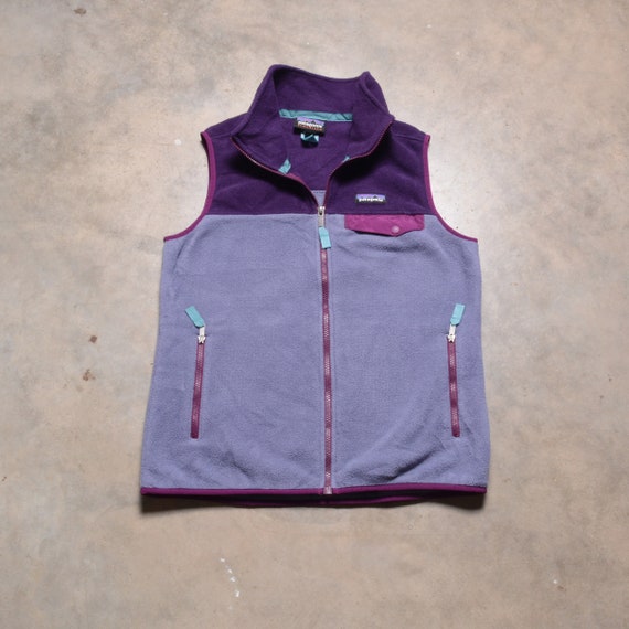 Vintage 90s 00s Y2k Fleece Vest Purple Color Block Patagonia