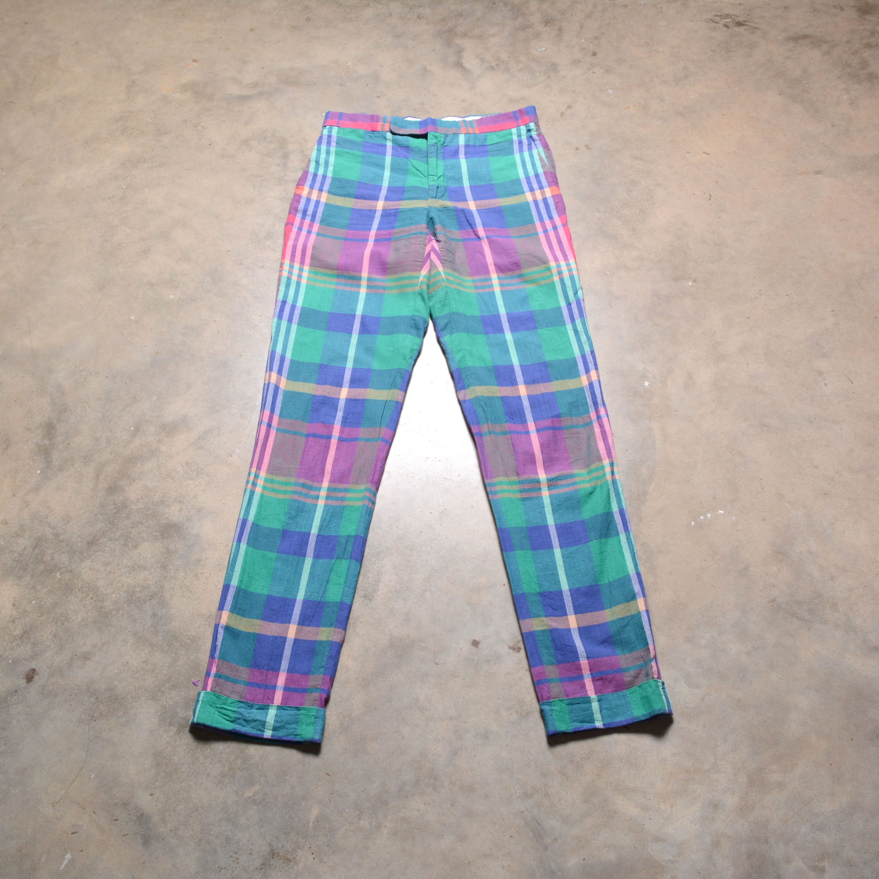 Vintage 80s Polo Pants Ralph Lauren Plaid Pants Buckle Back