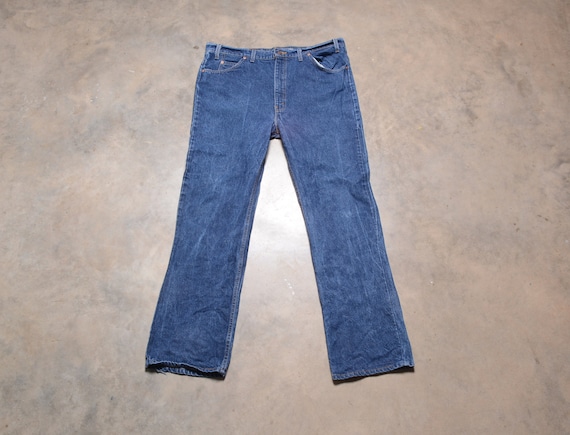Vintage 70s 80s Levis 517 Jeans Straight Boot Cut Dark Wash Orange