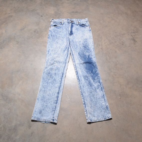 vintage 80s wrangler jeans acidwash light wash de… - image 1