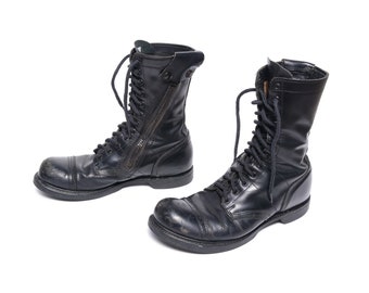 vintage 90s Corcoran botas de combate cap toe jump boots 1990 steel toe zipper side men size 11W 11 wide Made in USA