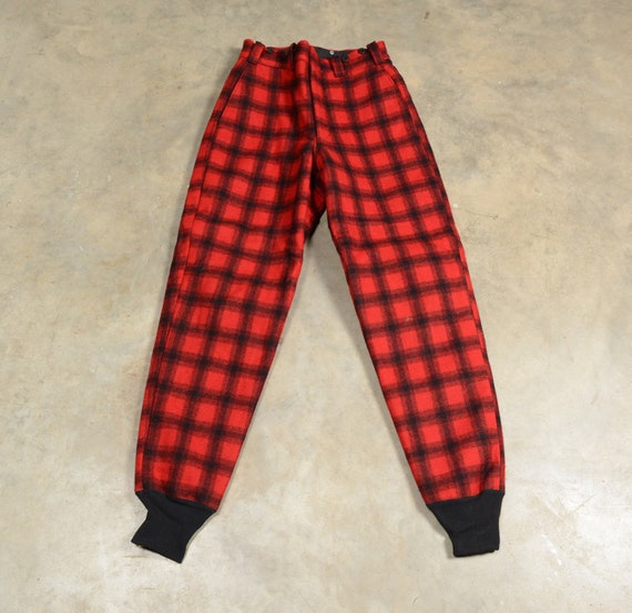 vintage 80s Woolrich pants Mackinaw plaid wool hu… - image 3