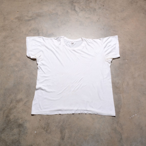 vintage 70s white crew neck t-shirt undershirt L/X
