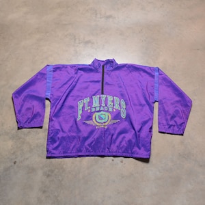 vintage 80s 90s Venini&#39;s windbreaker nylon pullover iridescent purple Ft Myers Beach FL 1980 1990 one size XXL
