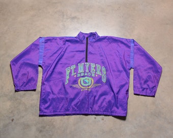 vintage 80s 90s Venini's cortavientos nylon jersey iridiscente púrpura Ft Myers Beach FL 1980 1990 una talla XXL