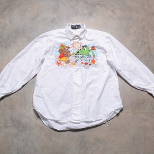 vintage 80s novelty shirt Fumetto Rosa Martin Eden frog monkey cartoon embroidery blouse 1980 men women unisex S/M