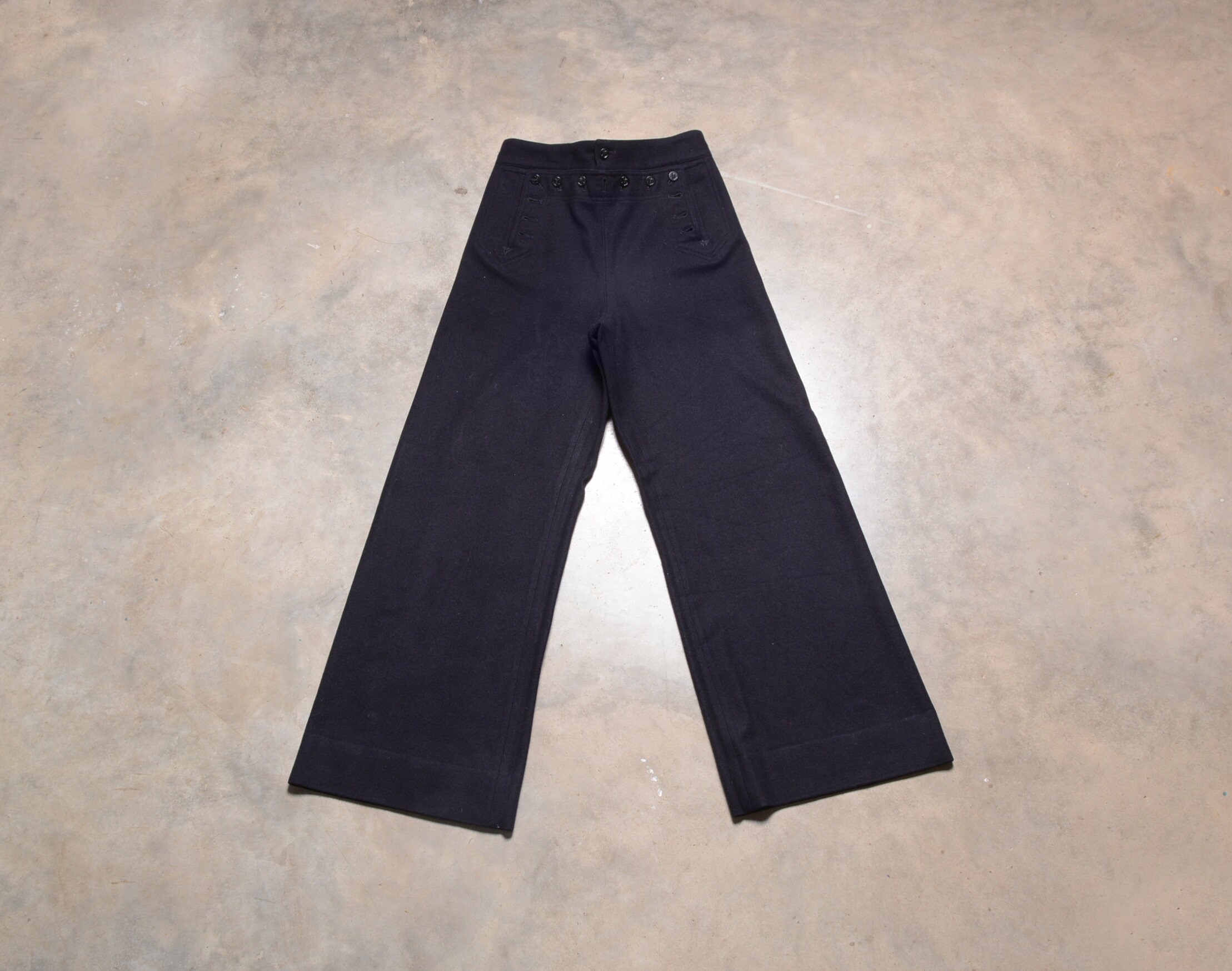 60s 70s High Waist Sailor Pants - Unisex XS – Flying Apple Vintage