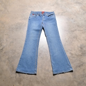 vintage 90s 00s y2k low rise flare Tilt bootcut stretch jeans hippie boho 1990 2000 women hip hugger jeans vtg size 7 long 7L