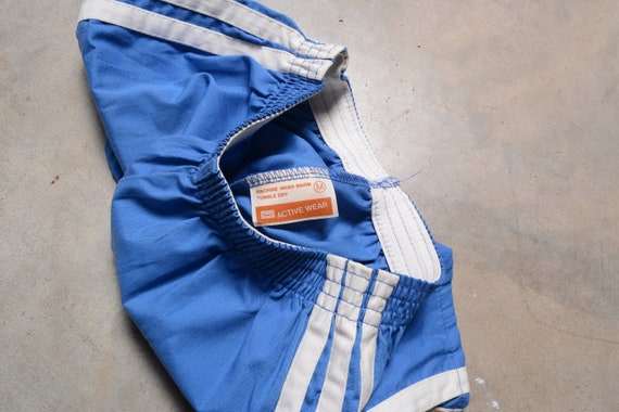 vintage 70s gym trunks Sears athletic blue white … - image 3