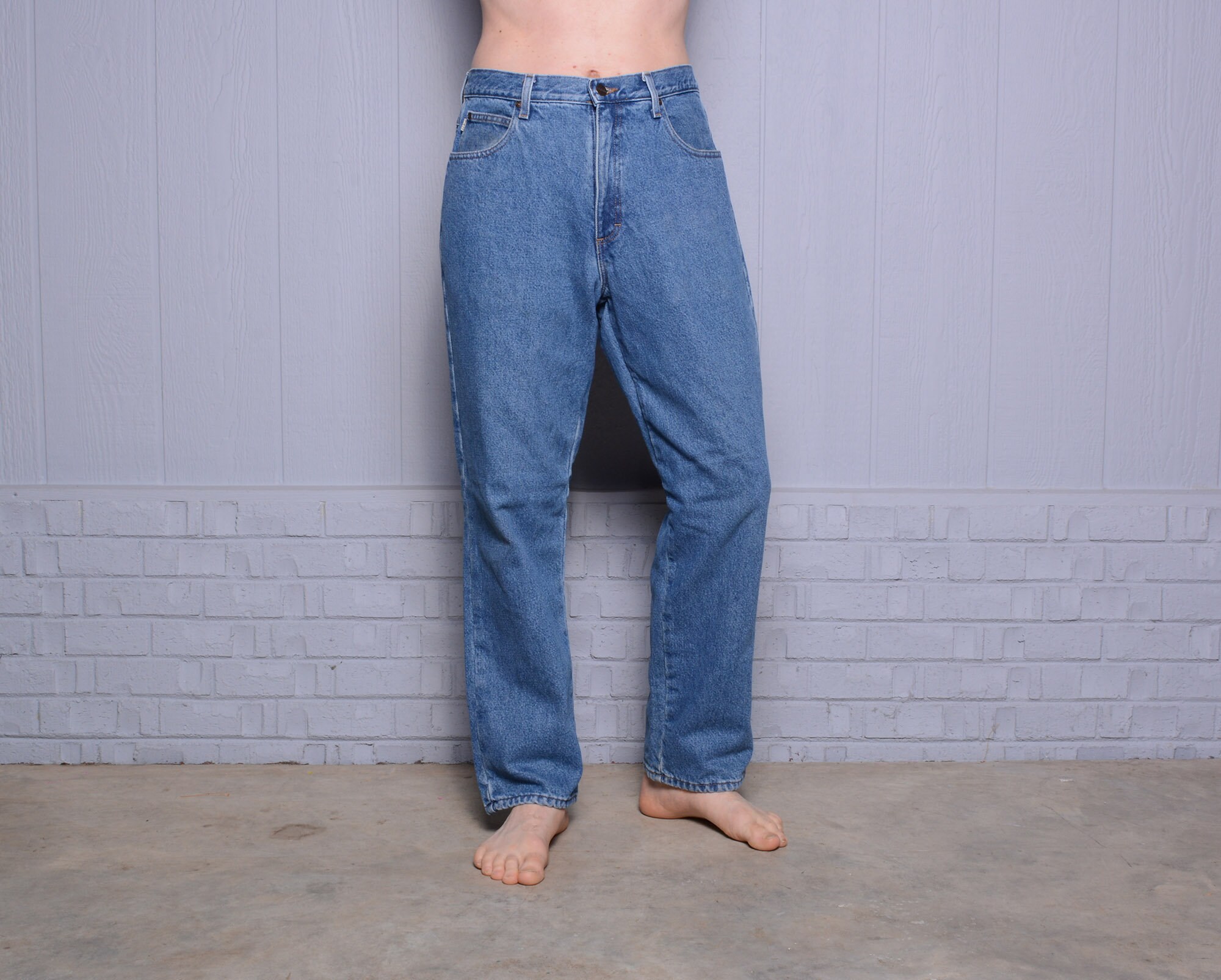 Vintage 90s Jeans Baggy Taper High Waist 1980 1990 LL Bean Flannel